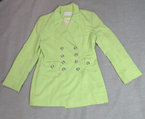 Vintage Gina Blazer Womens Size 12 Lime Green Jacket Retro 80s Made in England